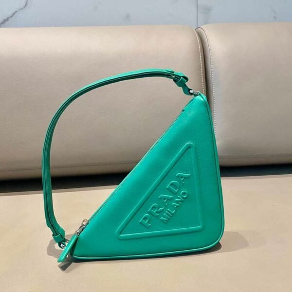 Replica Prada 1NQ043 Triangle leather pouch Lake Blue