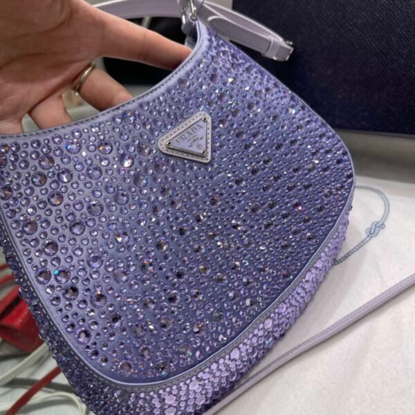 Replica Prada 1BC169 Prada Cleo satin bag with appliqués Purple