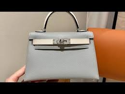 Replica Hermes Kelly Bag Hermes 19CM Epsom Shoulder Mini Bag Light gray 20460
